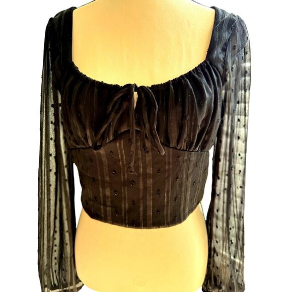 Kirious Los Angeles Black Sheer Open-Back Blouse – Size L - Picture 3 of 9